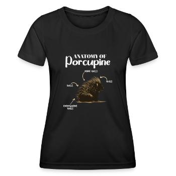 Anatomie Des Stachelschweins Naturliebhaber Stich - Frauen Funktions-T-Shirt - Schwarz - Vorne - AI Model Female 172 light (172cm)
