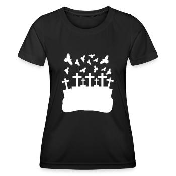 Raven Crow Grave Yard Cemetery Crows - Frauen Funktions-T-Shirt - Schwarz - Vorne - AI Model Female 172 light (172cm)