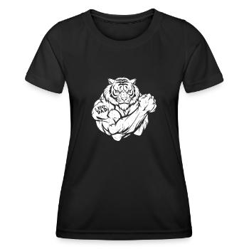 Tiger Bizeps Tattoo I Love Dad - Frauen Funktions-T-Shirt - Schwarz - Vorne - AI Model Female 172 light (172cm)