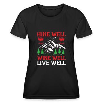 Wandern Wanderer Natur Trekking Outdoor Bergsteigerin - Frauen Funktions-T-Shirt - Schwarz - Vorne - AI Model Female 172 light (172cm)
