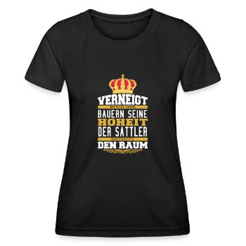 Witziges Sattler T-shirt Geschenk Sattler - Frauen Funktions-T-Shirt - Schwarz - Vorne - AI Model Female 172 light (172cm)