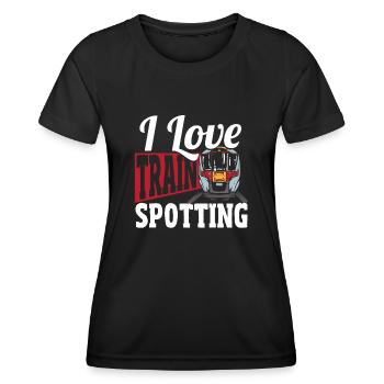 Trainspotter Train Spotting I Love Train Spotting - Women's Functional T-Shirt - black - Front - AI Model Female 172 light (172cm)
