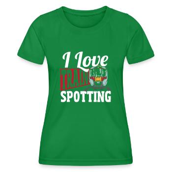 Trainspotter Train Spotting I Love Train Spotting - Women's Functional T-Shirt - kelly green - Front - AI Model Female 172 dark (172cm)