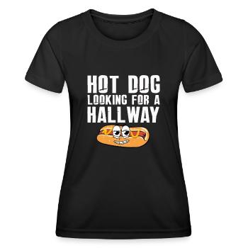 Hot Dog Looking For A Hallway - Women's Functional T-Shirt - black - Front - AI Model Female 172 light (172cm)