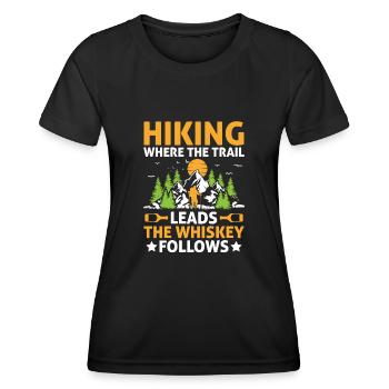 Wandern Wanderer Natur Trekking Outdoor Bergsteigerin - Frauen Funktions-T-Shirt - Schwarz - Vorne - AI Model Female 172 light (172cm)