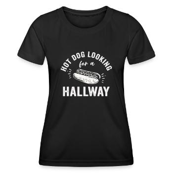 Hot Dog auf der Suche nach einem Flur - Frauen Funktions-T-Shirt - Schwarz - Vorne - AI Model Female 172 light (172cm)