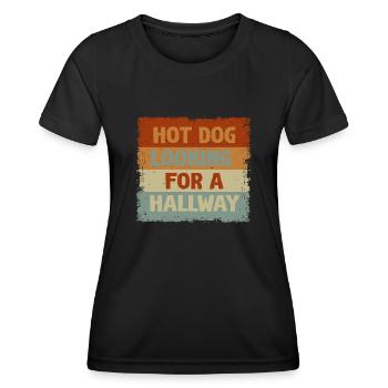 Hot Dog auf der Suche nach einem Flur - Frauen Funktions-T-Shirt - Schwarz - Vorne - AI Model Female 172 light (172cm)