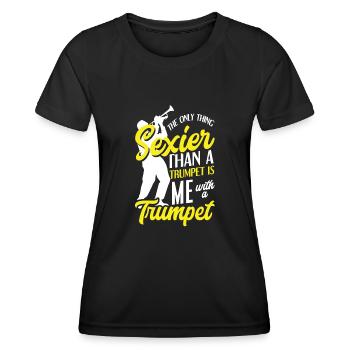 Trompete Trompeter Trompeten Spieler - Frauen Funktions-T-Shirt - Schwarz - Vorne - AI Model Female 172 light (172cm)