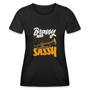 Trompete Trompeter Trompeten Spieler - Frauen Funktions-T-Shirt - Schwarz - Vorne - AI Model Female 172 light (172cm)