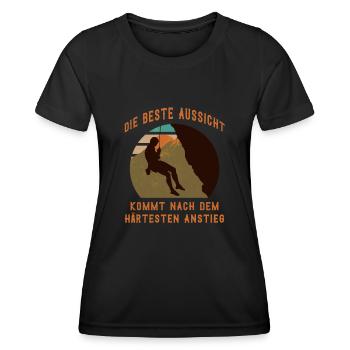 Bergsteiger Toprope Klettern Outdoor Wandern - Frauen Funktions-T-Shirt - Schwarz - Vorne - AI Model Female 172 light (172cm)