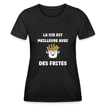 frites - T-shirt sport Femme - noir - Devant - AI Model Female 172 light (172cm)