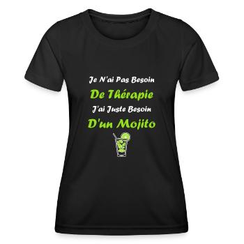 Thérapie mojito - T-shirt sport Femme - noir - Devant - AI Model Female 172 light (172cm)