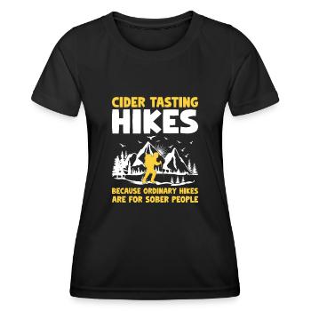 Hiker Hiking Trekking Outdoor Nature Alcohol Drink - Women's Functional T-Shirt - black - Front - AI Model Female 172 light (172cm)