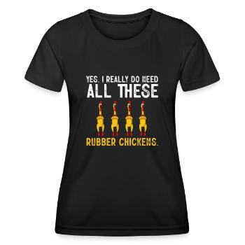 Rubber Chicken Costume Toy Rubber Chicken - Women's Functional T-Shirt - black - Front - AI Model Female 172 light (172cm)