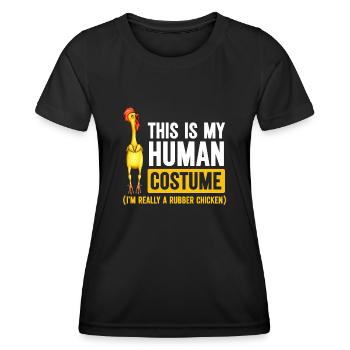 Rubber Chicken Costume Toy Rubber Chicken - Women's Functional T-Shirt - black - Front - AI Model Female 172 light (172cm)