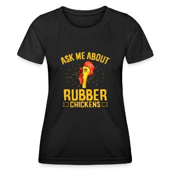 Rubber Chicken Costume Toy Rubber Chicken - Women's Functional T-Shirt - black - Front - AI Model Female 172 light (172cm)