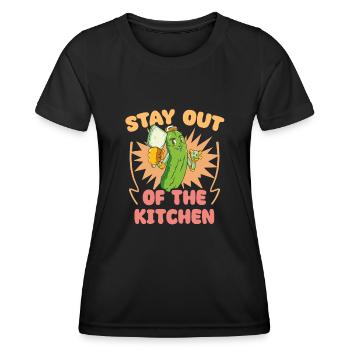 Funny Stay Out Of The Kitchen Pickleball Humor - Women's Functional T-Shirt - black - Front - AI Model Female 172 light (172cm)