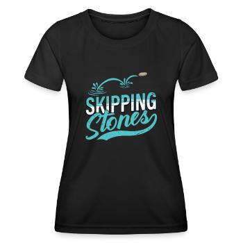 Skipping Stones - Frauen Funktions-T-Shirt - Schwarz - Vorne - AI Model Female 172 light (172cm)