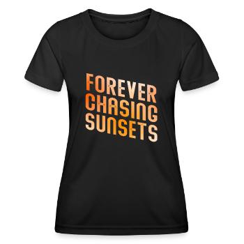 Forever Chasing Sunsets Retro Summer Vacation - Women's Functional T-Shirt - black - Front - AI Model Female 172 light (172cm)