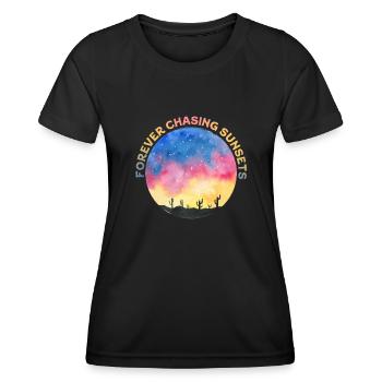 Forever Chasing Sunsets Vacances d’été rétro - T-shirt sport Femme - noir - Devant - AI Model Female 172 light (172cm)