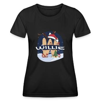 Toller Willie-Name mit Weihnachtsmütze im Weihnachtsthema - Frauen Funktions-T-Shirt - Schwarz - Vorne - AI Model Female 172 light (172cm)