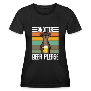 Otter With Retro Beer - Women's Functional T-Shirt - black - Front - AI Model Female 172 light (172cm)