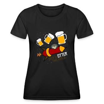 Otters in Space with Beer - Frauen Funktions-T-Shirt - Schwarz - Vorne - AI Model Female 172 light (172cm)