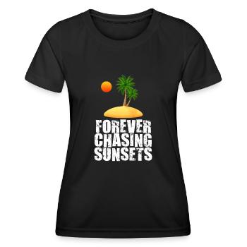 Forever Chasing Sunsets Retro Summer Vacation - Women's Functional T-Shirt - black - Front - AI Model Female 172 light (172cm)