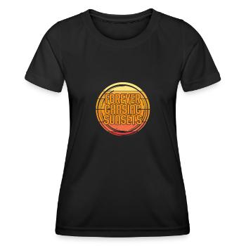 Forever Chasing Sunsets Retro Summer Vacation - Women's Functional T-Shirt - black - Front - AI Model Female 172 light (172cm)