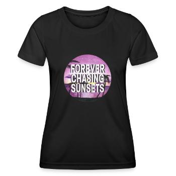 Forever Chasing Sunsets Retro Summer Vacation - Women's Functional T-Shirt - black - Front - AI Model Female 172 light (172cm)
