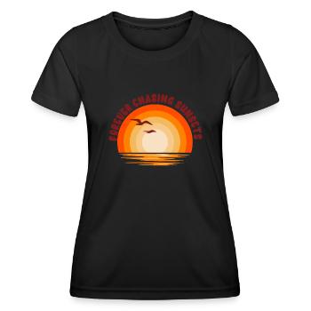 Forever Chasing Sunsets Retro Summer Vacation - Women's Functional T-Shirt - black - Front - AI Model Female 172 light (172cm)