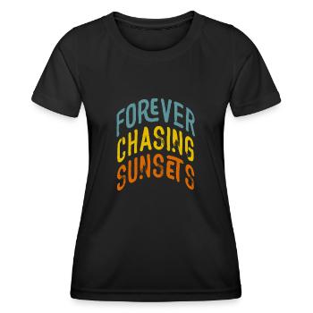 Forever Chasing Sunsets Retro Summer Vacation - Women's Functional T-Shirt - black - Front - AI Model Female 172 light (172cm)