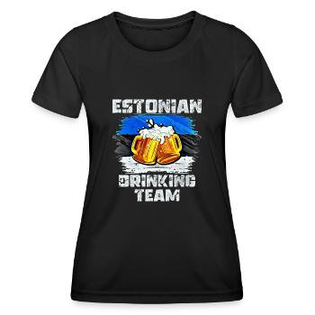 Équipe de beuverie d’Estonie - T-shirt sport Femme - noir - Devant - AI Model Female 172 light (172cm)