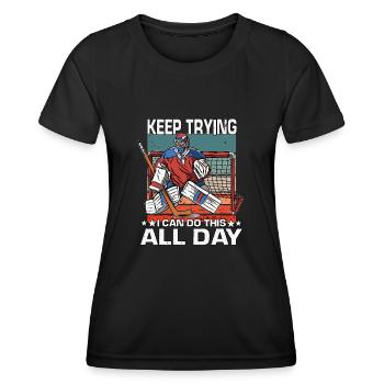 Maillot de joueur de hockey sur glace amusant - T-shirt sport Femme - noir - Devant - AI Model Female 172 light (172cm)