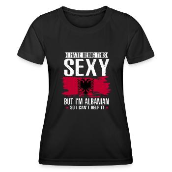 Drapeau albanais Aigle albanais Shqiponja - T-shirt sport Femme - noir - Devant - AI Model Female 172 light (172cm)