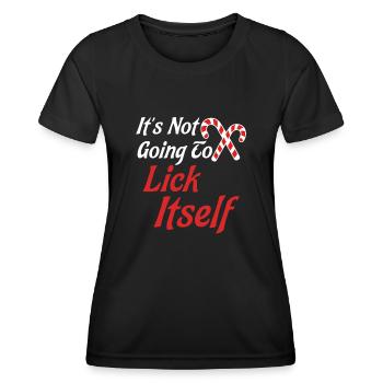 Il ne va pas se lécher les bonbons de Noël - T-shirt sport Femme - noir - Devant - AI Model Female 172 light (172cm)