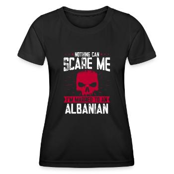 Albanische Flagge Albanischer Adler Shqiponja - Frauen Funktions-T-Shirt - Schwarz - Vorne - AI Model Female 172 light (172cm)