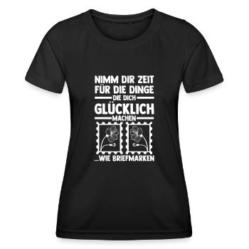 Philatelie Briefmarkensammlung Briefmarkensammler - Frauen Funktions-T-Shirt - Schwarz - Vorne - AI Model Female 172 light (172cm)