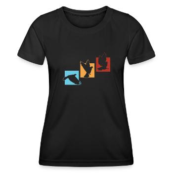 Observation des oiseaux Ornithologue Ornithologue Amoureux des oiseaux - T-shirt sport Femme - noir - Devant - AI Model Female 172 light (172cm)