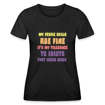 Mes compétences relationnelles sont très bien - T-shirt sport Femme - noir - Devant - AI Model Female 172 light (172cm)