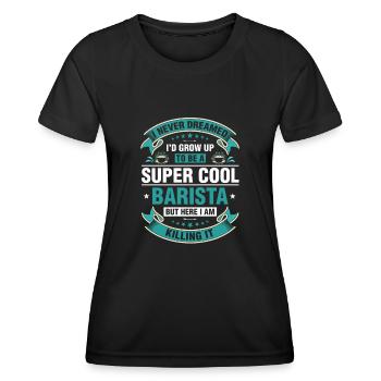 Super Cool Barista Café Espresso Latte - T-shirt sport Femme - noir - Devant - AI Model Female 172 light (172cm)