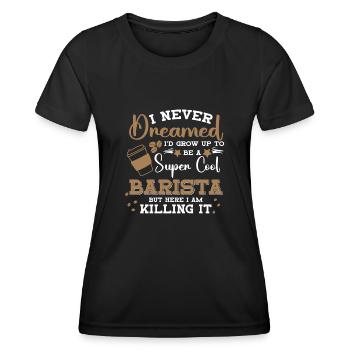Super Cool Barista Café Espresso Latte - T-shirt sport Femme - noir - Devant - AI Model Female 172 light (172cm)