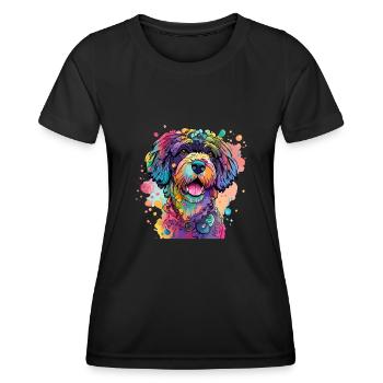 Portuguese Water Dog Watercolor – PWD Owner - Women's Functional T-Shirt - black - Front - AI Model Female 172 light (172cm)