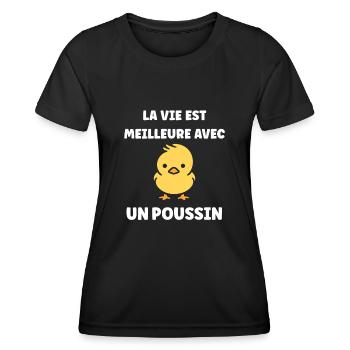 La vie est meilleure avec un poussin - T-shirt sport Femme - noir - Devant - AI Model Female 172 light (172cm)