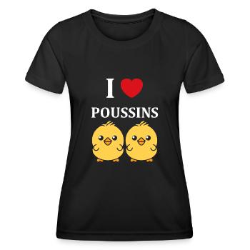 J'aime les poussins - T-shirt sport Femme - noir - Devant - AI Model Female 172 light (172cm)