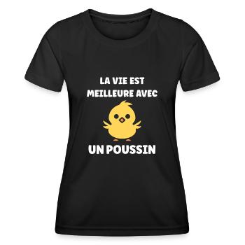 La vie est meilleure avec un poussin - T-shirt sport Femme - noir - Devant - AI Model Female 172 light (172cm)