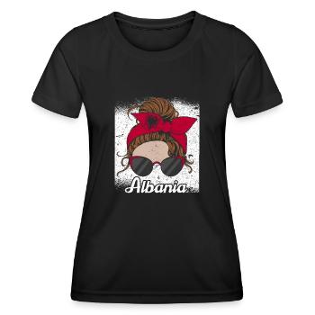 Drapeau albanais Aigle albanais Shqiponja - T-shirt sport Femme - noir - Devant - AI Model Female 172 light (172cm)