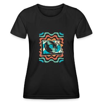 Collectionneur de disques vinyles - T-shirt sport Femme - noir - Devant - AI Model Female 172 light (172cm)