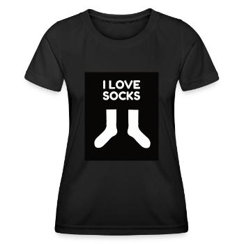 J’adore les chaussettes - T-shirt sport Femme - noir - Devant - AI Model Female 172 light (172cm)