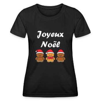 Joyeux noel pain d'épice - T-shirt sport Femme - noir - Devant - AI Model Female 172 light (172cm)